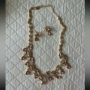 Avon Sparkling Pink Statement Necklace & Earring Set